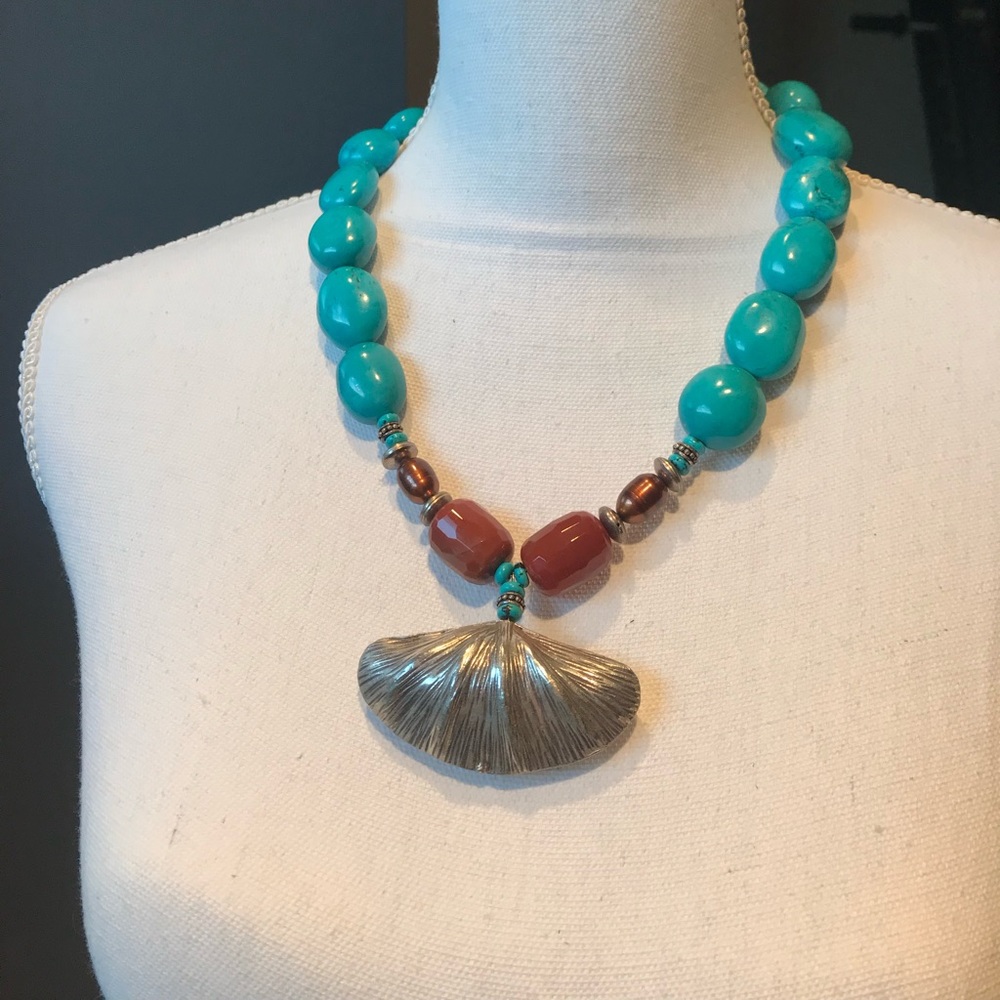 Real Turquoise and silver necklace